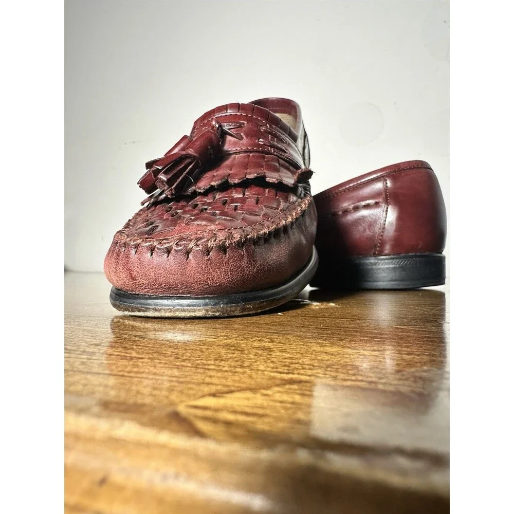 Giorgio Brutini Vegas Men's Burgundy Leather Woven Tassel Loafer US 7